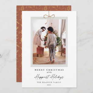 Tarjeta Festiva Navidades de vacaciones más felices de Bow Knot 