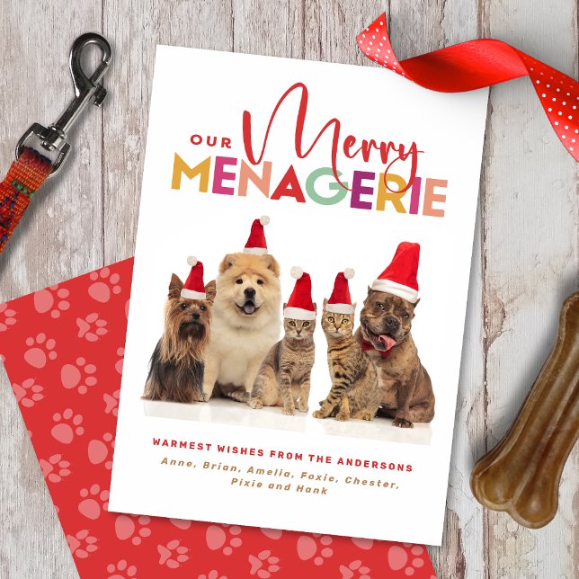 Tarjeta Festiva Navidades de vacaciones multiMascotas con carta de (Subido por el creador)