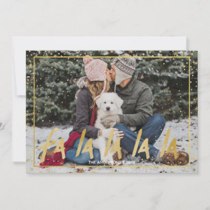 Tarjeta Festiva Navidades de vacaciones Red & Gold Fa La La La La