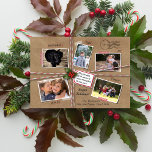 Tarjeta Festiva Navidades de vacaciones rusas Kraft Paper 5 Foto<br><div class="desc">Abunda el encanto rústico con esta tarjeta de vacaciones de 5 fotos "Regalos de la temporada". Diseñado como un presente o un paquete, el fondo presenta un efecto texturado de papel kraft marrón. El tubérculo rojo y blanco cruza el paquete, con un hueco y una etiqueta centrada en el medio....</div>