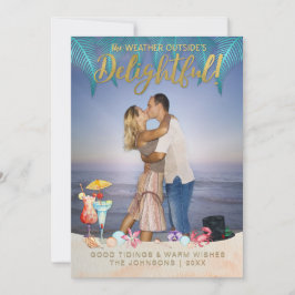 Tarjeta Festiva Navidades de vacaciones tropicales de oro en Flori