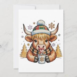 Tarjeta Festiva Navidades de vacas de Highland flauman acogedora N