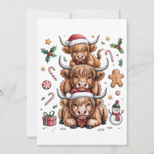 Tarjeta Festiva Navidades de vacas de la cuenca alta navideña invi