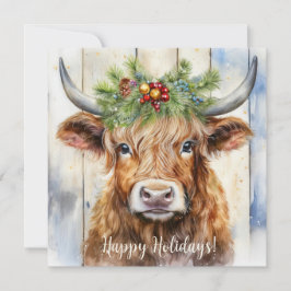 Tarjeta Festiva Navidades de vacas de la región montañosa