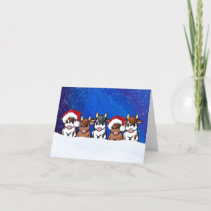 Tarjeta Festiva Navidades de vacas nevadas
