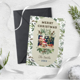 Tarjeta Festiva Navidades de vegetación de follaje fotográfico fam