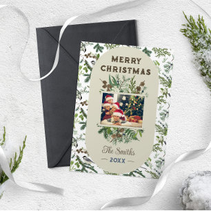 Tarjeta Festiva Navidades de vegetación de follaje fotográfico fam