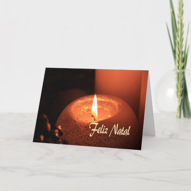 Tarjeta Festiva Navidades de velas de Feliz Natal Burning (Anverso)