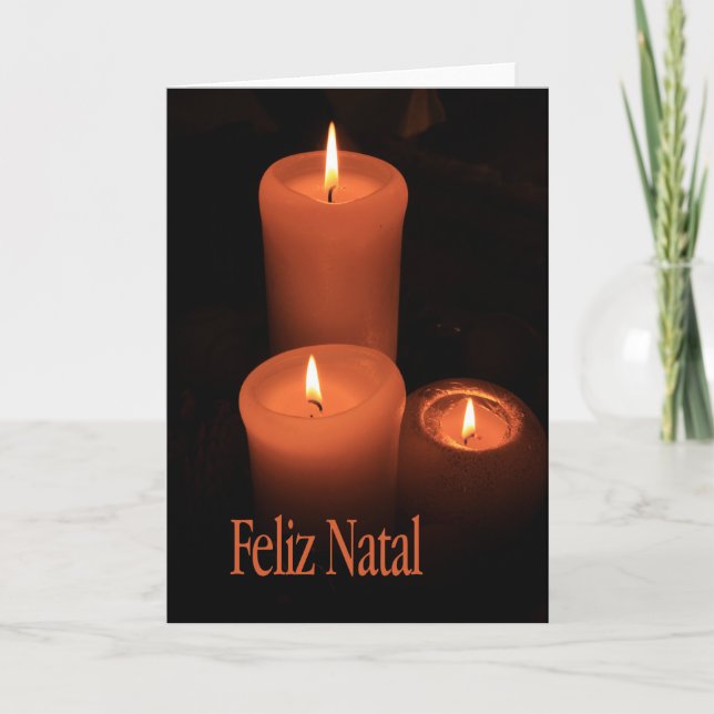 Tarjeta Festiva Navidades de velas de Feliz Natal Burning (Anverso)