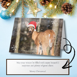 Tarjeta Festiva Navidades de venado Snowy Woodland Forest