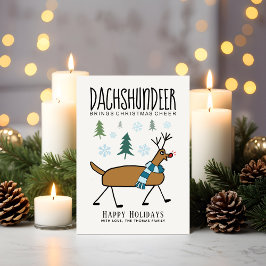 Tarjeta Festiva Navidades de venados de Dachshund saludan a curios