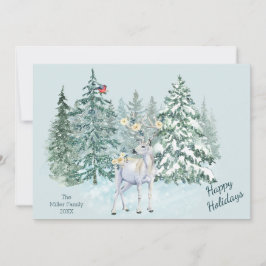 Tarjeta Festiva Navidades de venados de Winter Forest Woodland