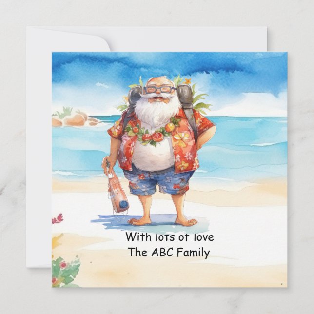 Tarjeta Festiva Navidades De Verano De Gafas De Sombrero Santa En  (Anverso)