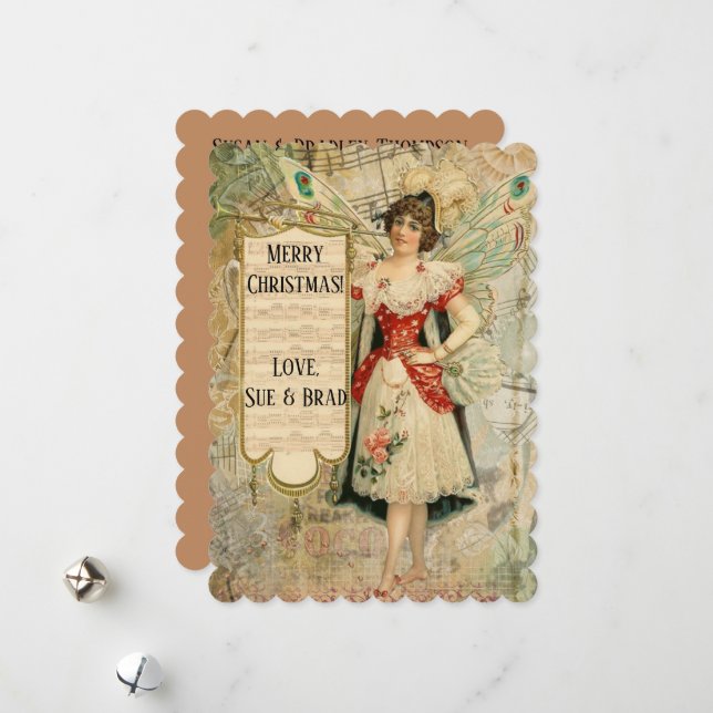 Tarjeta Festiva Navidades de Victoria anuncian música (Anverso/Reverso In Situ)