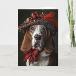 Tarjeta Festiva Navidades de Victoria Basset Hound
