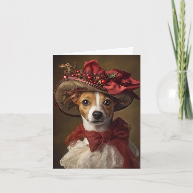 Tarjeta Festiva Navidades de Victoria Jack Russell Terrier (Anverso)