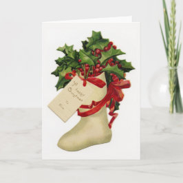 Tarjeta Festiva Navidades de Victoria Stocking Holly