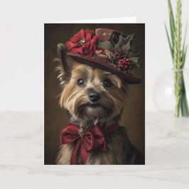 Tarjeta Festiva Navidades de Victorian Yorkie