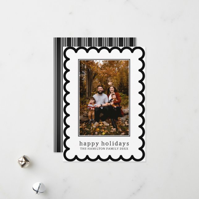 Tarjeta Festiva Navidades de vieiras con foto de marco (Anverso/Reverso In Situ)