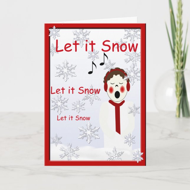 Tarjeta Festiva Navidades de villancicos dejan que nieve saluda (Anverso)