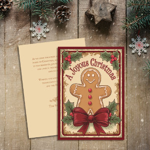 Tarjeta Festiva Navidades de Vintage Cute Gingerbread Joyouyous