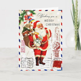Tarjeta Festiva Navidades de Vintage Cute Santa Claus