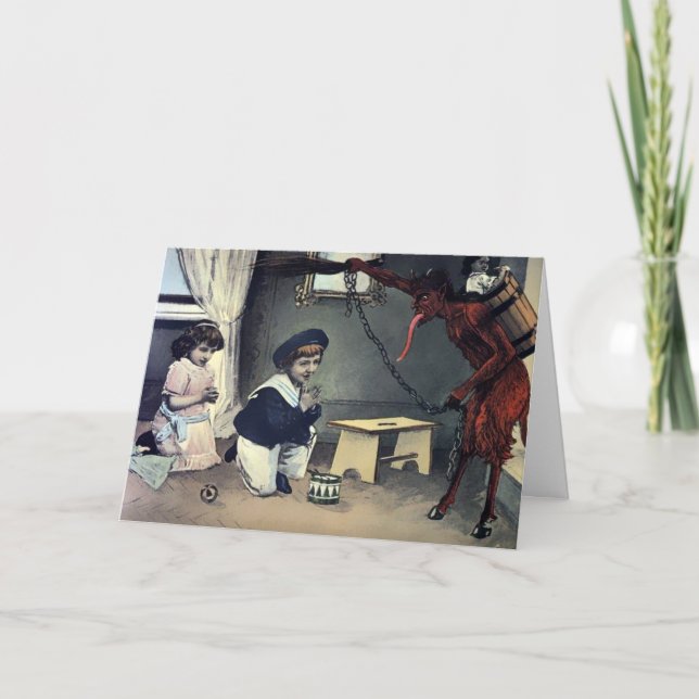 Tarjeta Festiva Navidades de Vintage Krampus (Anverso)