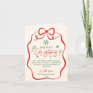 Tarjeta Festiva Navidades De Vintage Retro Dibujaron Quirky Bow