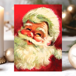 Tarjeta Festiva Navidades de Vintage Retro Santa Claus Face