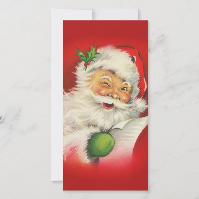 Tarjeta Festiva Navidades de Vintage Santa Claus (Anverso)