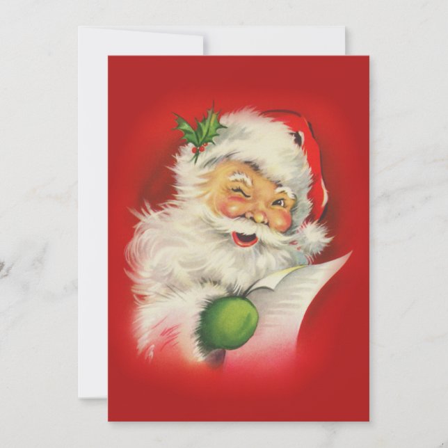 Tarjeta Festiva Navidades de Vintage Santa Claus (Anverso)