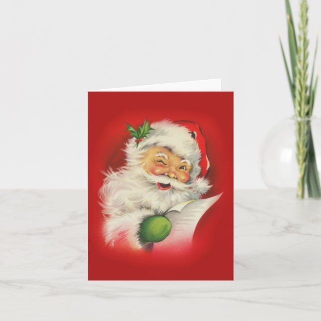 Tarjeta Festiva Navidades de Vintage Santa Claus (Anverso)