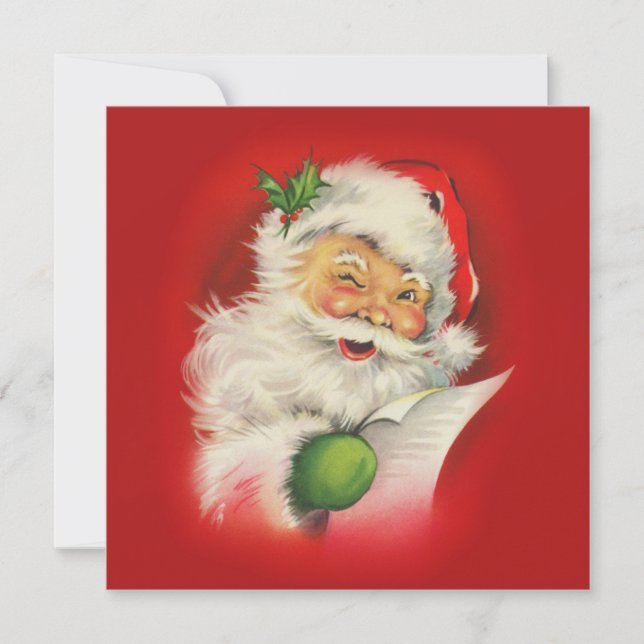 Tarjeta Festiva Navidades de Vintage Santa Claus (Anverso)