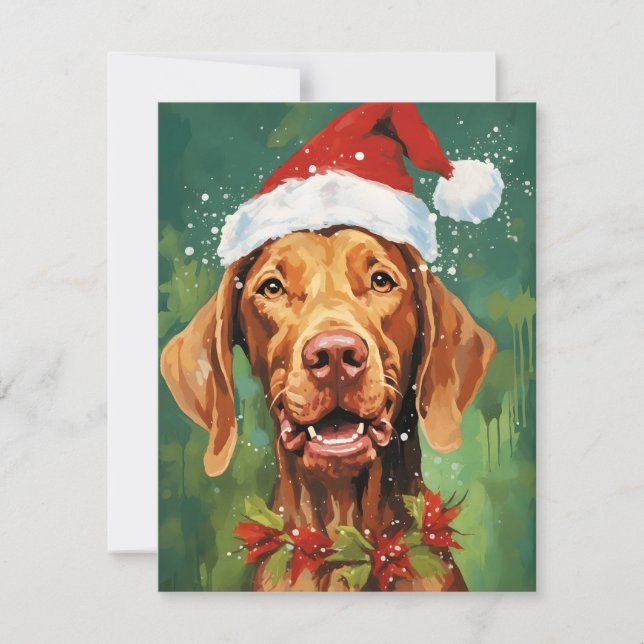 Tarjeta Festiva Navidades de Vizsla pincel pintando obras de arte (Anverso)