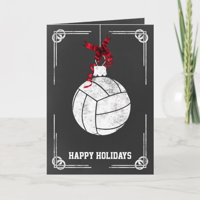 Tarjeta Festiva navidades de voleibol de pizarra (Anverso)