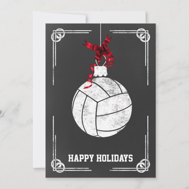 Tarjeta Festiva navidades de voleibol de pizarra (Anverso)