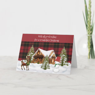 Tarjeta Festiva Navidades de Wallace Red Weathered Scottish Tartan