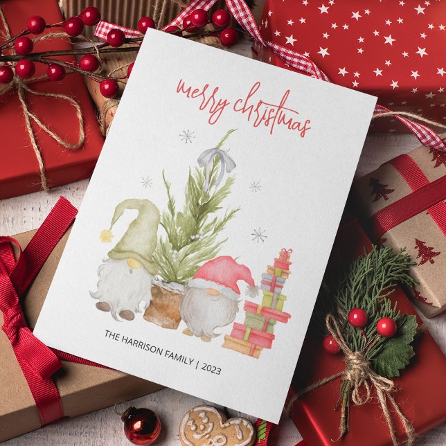 Tarjeta Festiva Navidades de Watercolor Gnome (Subido por el creador)