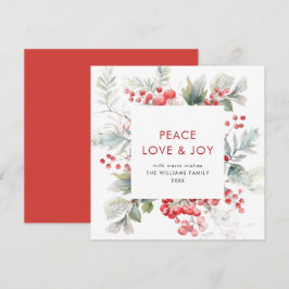 Tarjeta Festiva Navidades de Watercolor Holly Berry