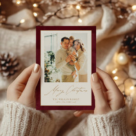 Tarjeta Festiva Navidades de Watercolor Merlot Red 3 Photos