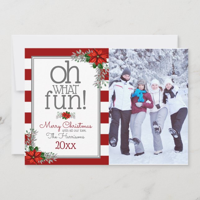 Tarjeta Festiva Navidades de Watercolor Poinsettia (Anverso)