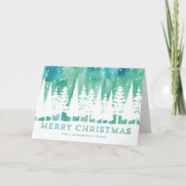 Tarjeta Festiva Navidades de Watercolor Sky Friend (Anverso)