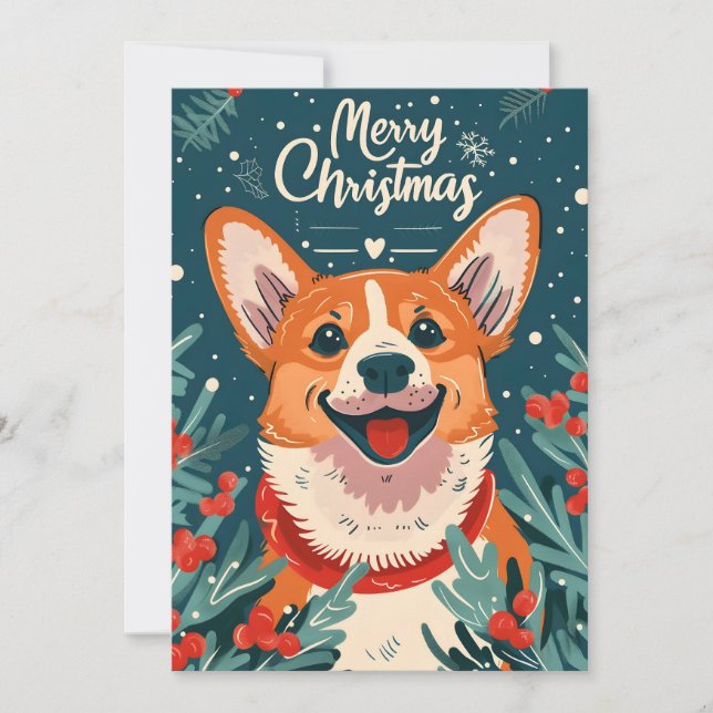 Tarjeta Festiva Navidades de Welsh Corgi (Anverso)