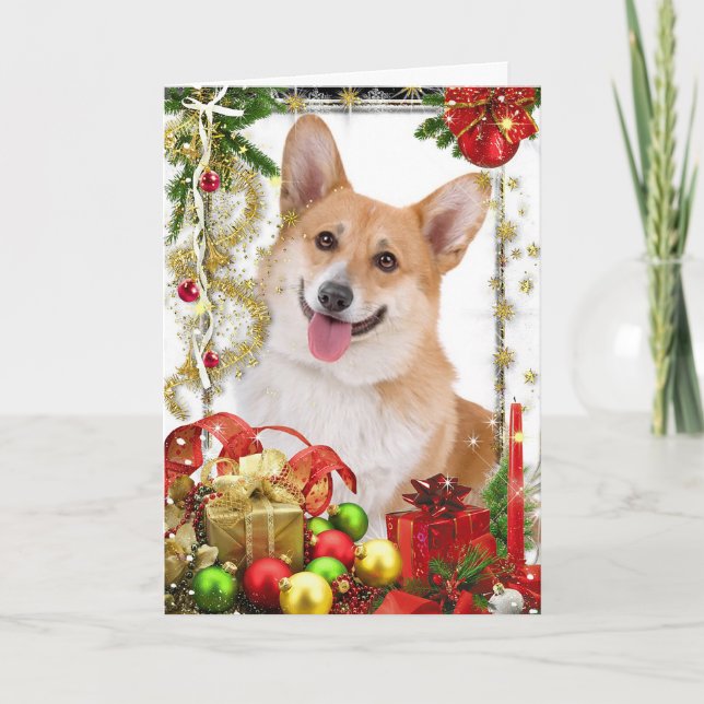 Tarjeta Festiva Navidades de Welsh Corgi (Anverso)