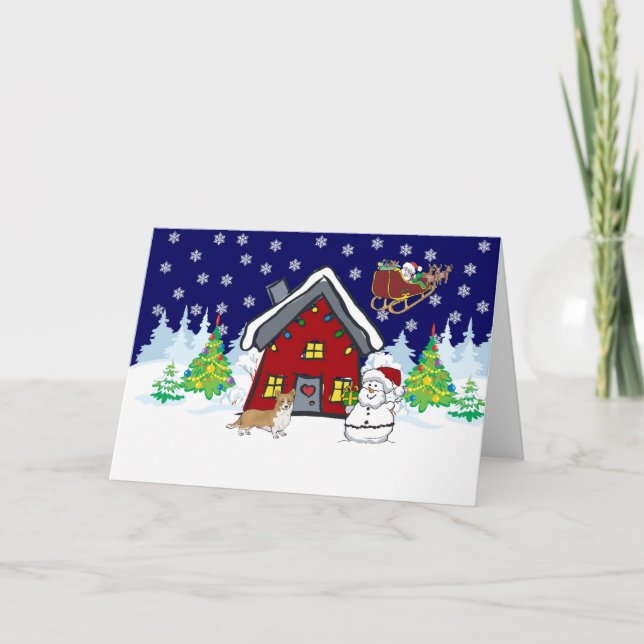 Tarjeta Festiva Navidades de Welsh Corgi Country (Anverso)