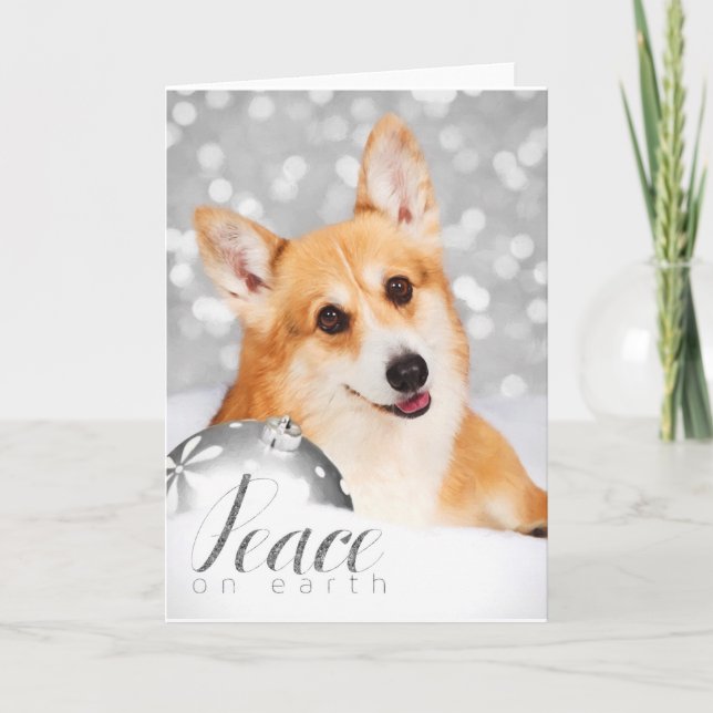Tarjeta Festiva Navidades de Welsh Corgi (Pembroke) saludan tarjet (Anverso)