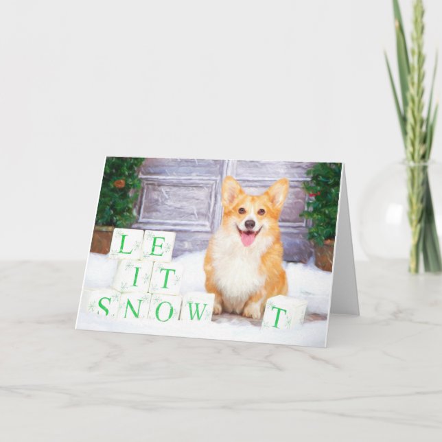 Tarjeta Festiva Navidades de Welsh Corgi (Pembroke) saludan tarjet (Anverso)