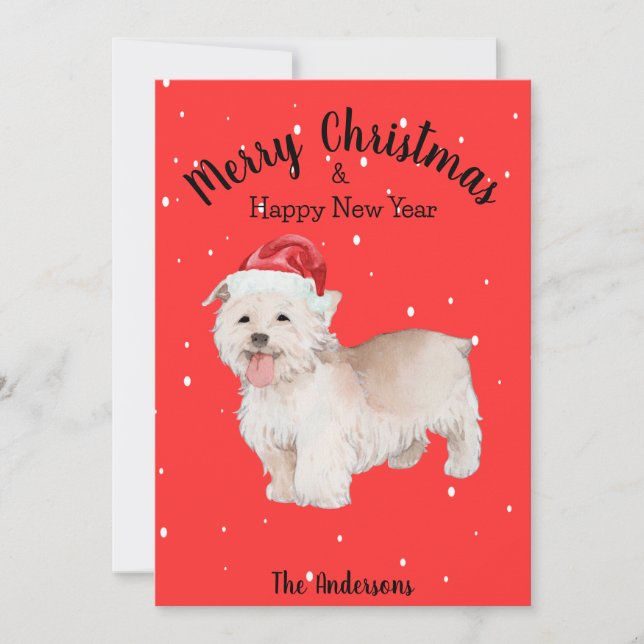 Tarjeta Festiva Navidades de West Highland Terrier (Anverso)