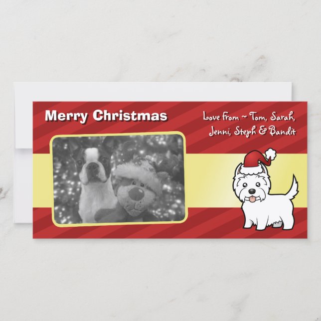 Tarjeta Festiva Navidades de West Highland White Terrier (Anverso)