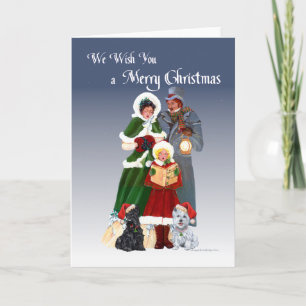 Tarjeta Festiva Navidades de Westie y Escocia Carols